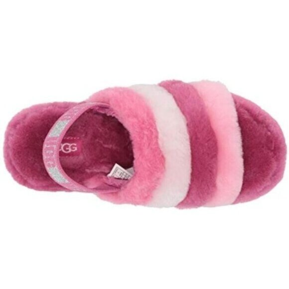 UGG K Fluff Pink Slide Slippers 6 - Picture 6 of 7